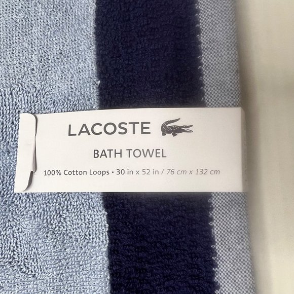 NEW Lacoste Navy Blue Bath Towel 100% Cotton 30" x 52" Big Crocodile Logo - Picture 3 of 6